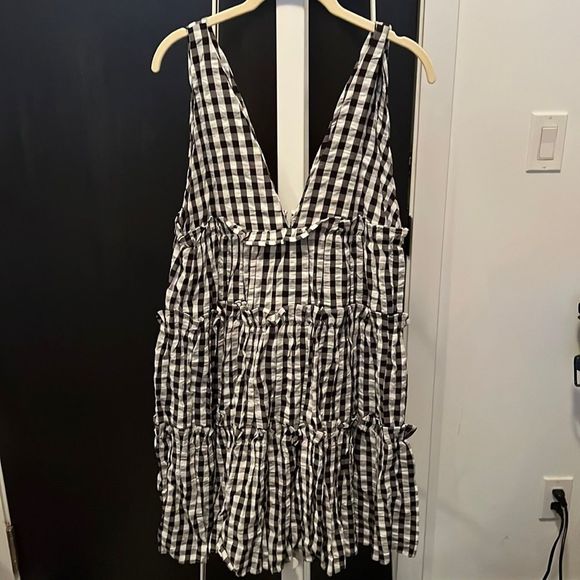 Nwt ASOS black and white gingham mini dress - size 8 - Picture 2 of 4